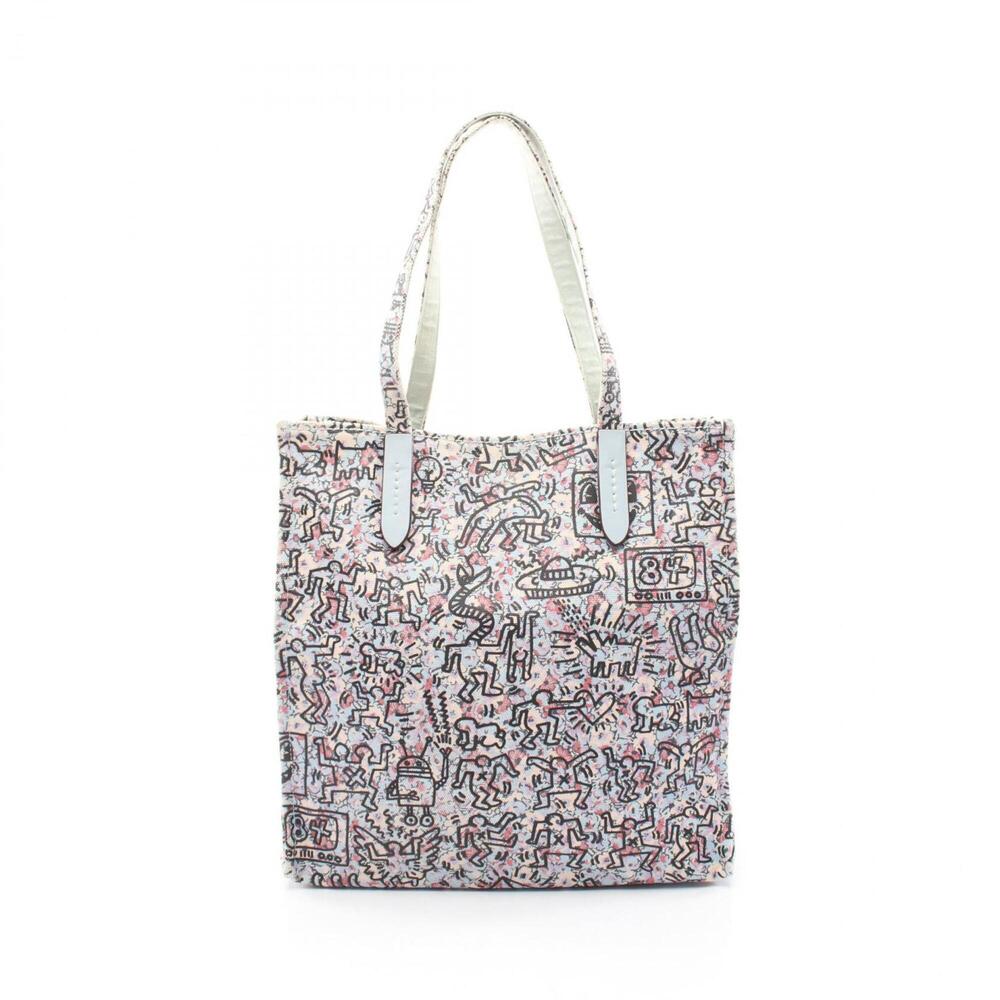 Coach x Keith Haring Tote Bag/Handbag, Canvas & Leather, Women's, Blue/Multic...